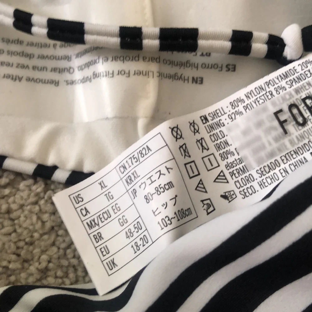Forever 21 XL Bikini‎ Bottom Striped Black White NWT